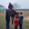 Paxton with his sister, Regan making a new friend. along with Brad Stauffer, head of Legacy Stable and exercise rider, Gene Tucker.